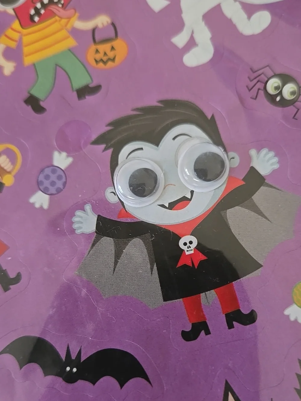 Halloween Stickers Sheet Purple Halloween Characters Google Eyes 3d Y2k Kids